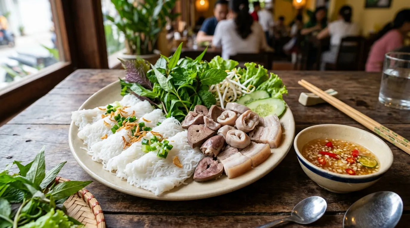 Đĩa Bánh Hỏi Lòng Heo Phú Long Phan Thiết thơm ngon béo ngậy