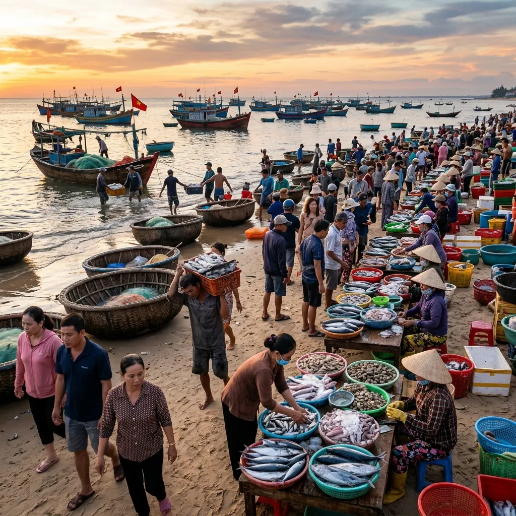Quầy hải sản sầm uất với tôm, cua, mực tươi