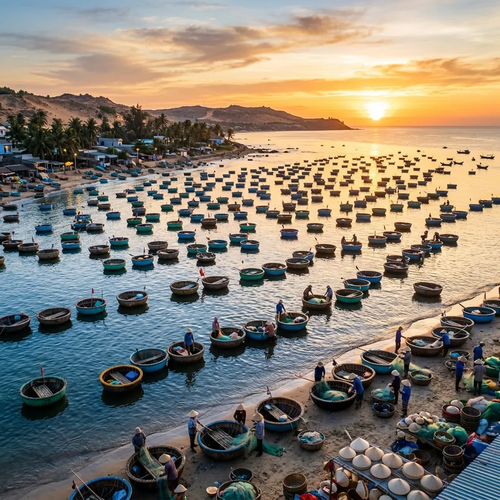 Làng Chài Mũi Né: Điểm Mua Hải Sản Tươi Sống Rẻ Nhất & Ngắm Bình Minh Biển